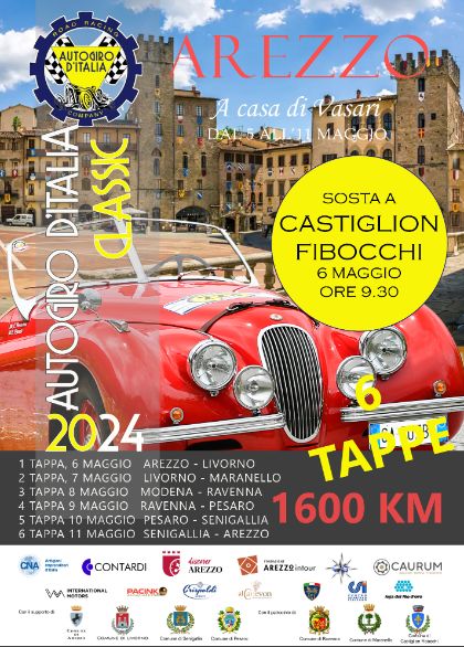 Sosta a Castiglion Fibocchi della prima tappa dell'Autogiro D'Italia 2024